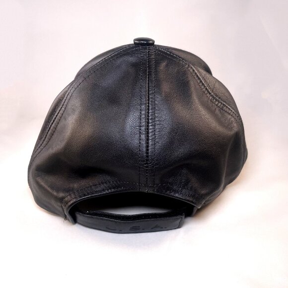 Adjustable Baseball Hat USA Made + Embossed Emstate Winner Caps Genuine Leather - Picture 7 of 16